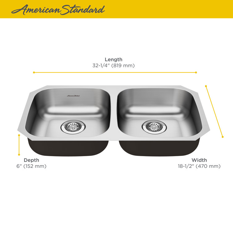 Portsmouth 32" Stainless Steel Double Bowl Farmhouse Sink