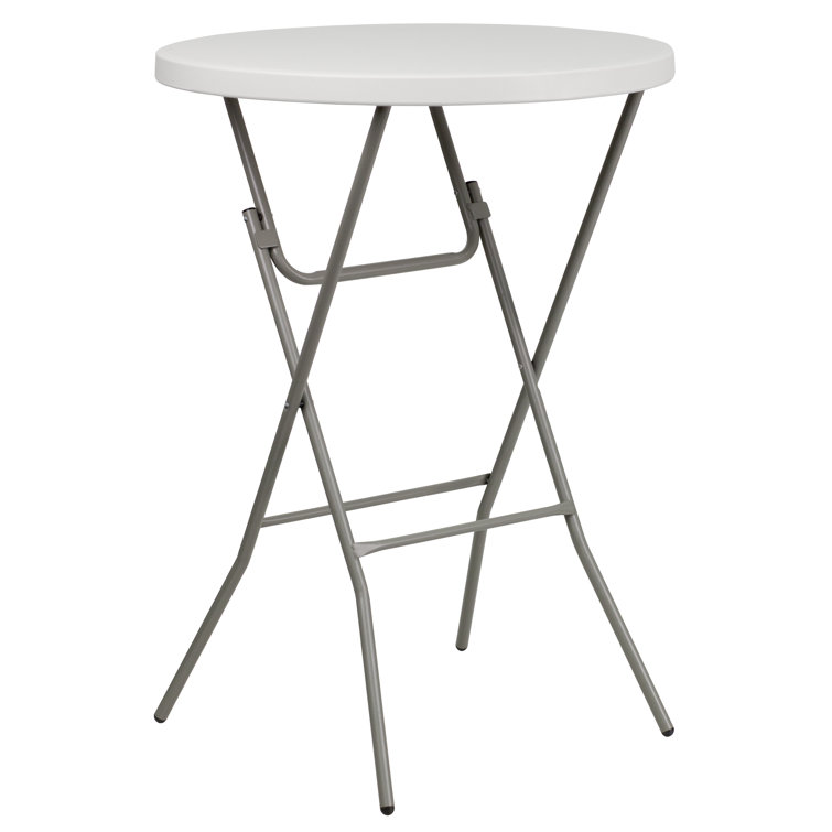 Elegant 31.5" Round Bar Height Folding Table in Granite White and Gray