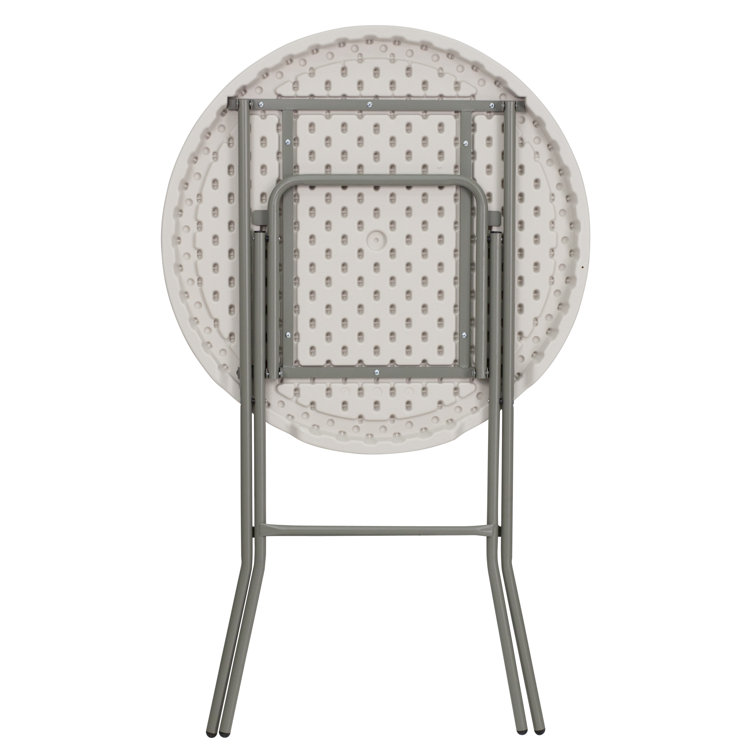 Elegant 31.5" Round Bar Height Folding Table in Granite White and Gray