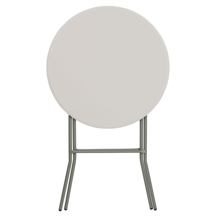 Elegant 31.5" Round Bar Height Folding Table in Granite White and Gray