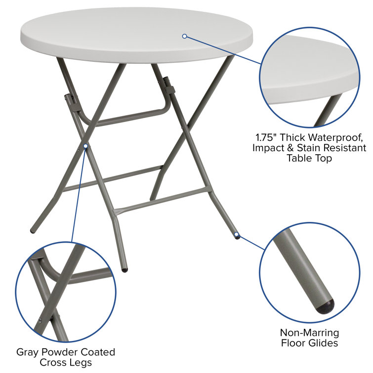 Luna Compact 31.5" White & Gray Round Folding Event Table