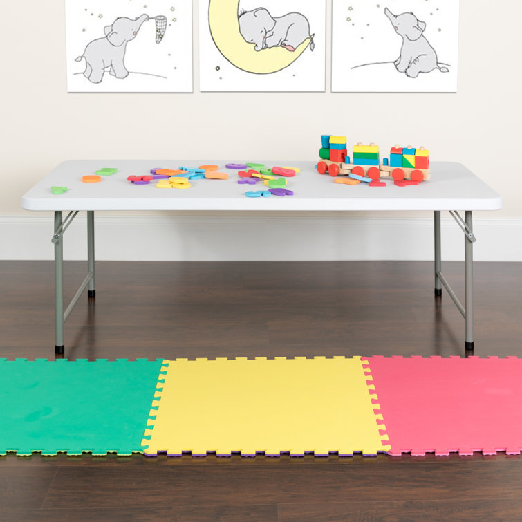 Gray Metal Frame White Plastic Kids Folding Table