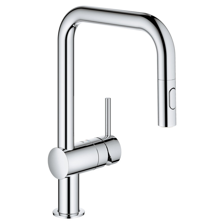 Modern 14" Stainless Steel Kitchen Faucet with Chrome Pull-out Spray