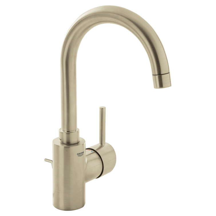 Sleek Euro-Style High-Arc Brushed Nickel Single-Handle Bathroom Faucet