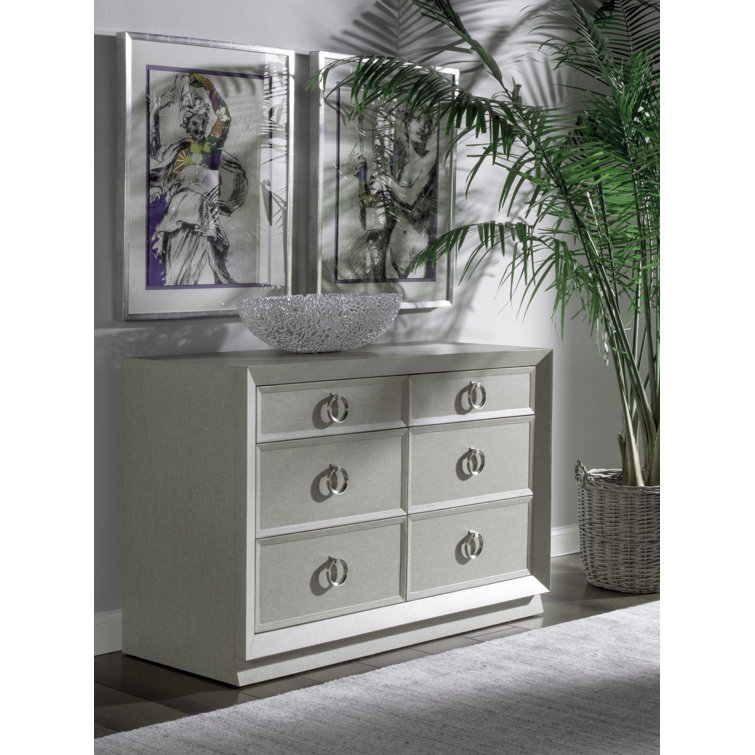Zeitgeist Gray Linen Double Dresser with Soft Close Drawers