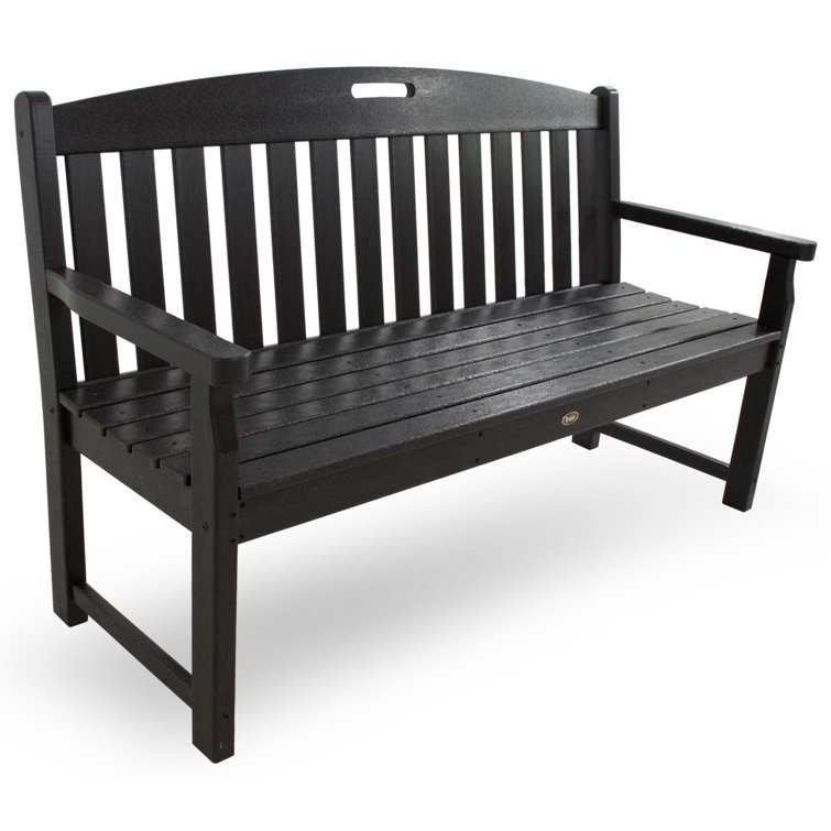 Ash Charcoal 60" Polypropylene Outdoor Bench with Headboard