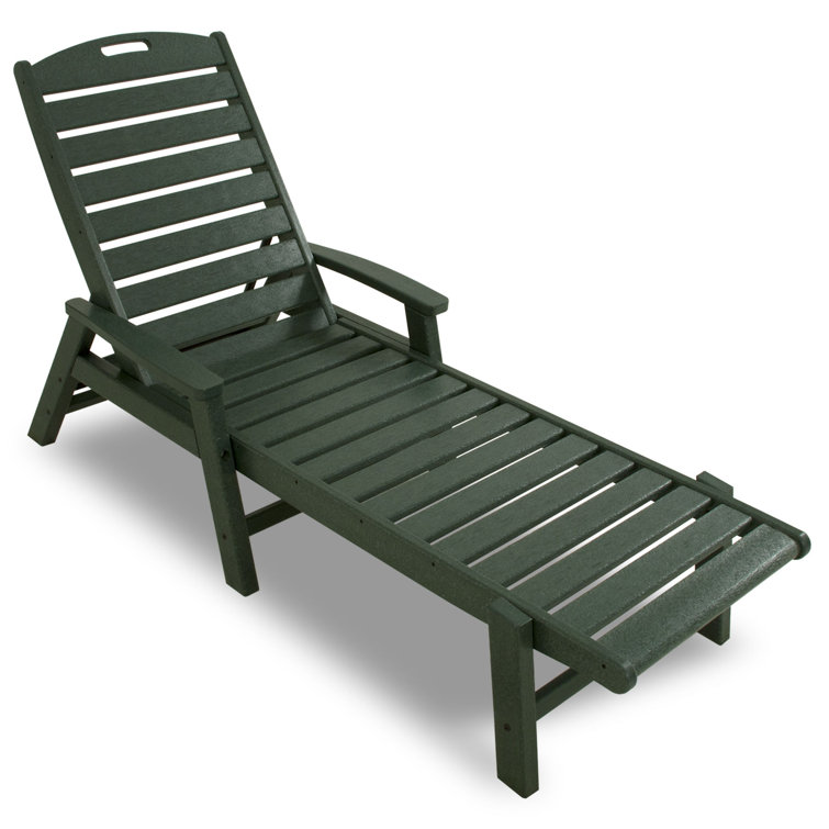 Rainforest Green Polywood Chaise Lounger with Arms
