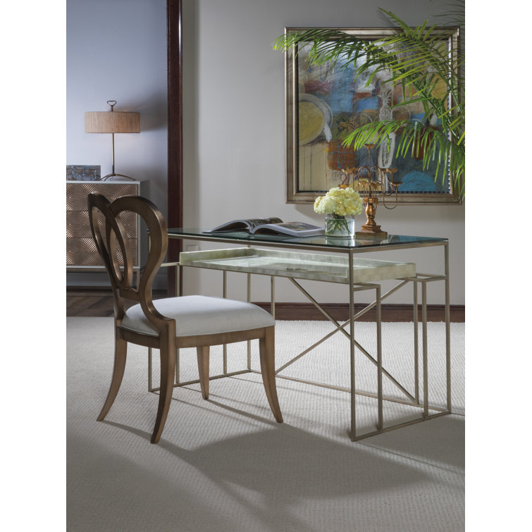 48'' Silver and White Glass Writing Desk