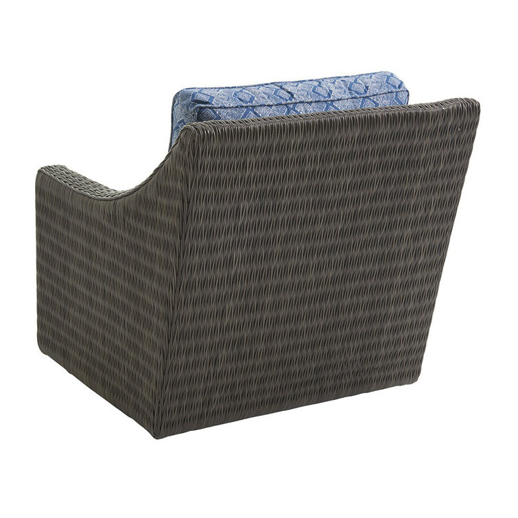 Transitional Swivel Glider Chair in Blue and Gray with Cushions