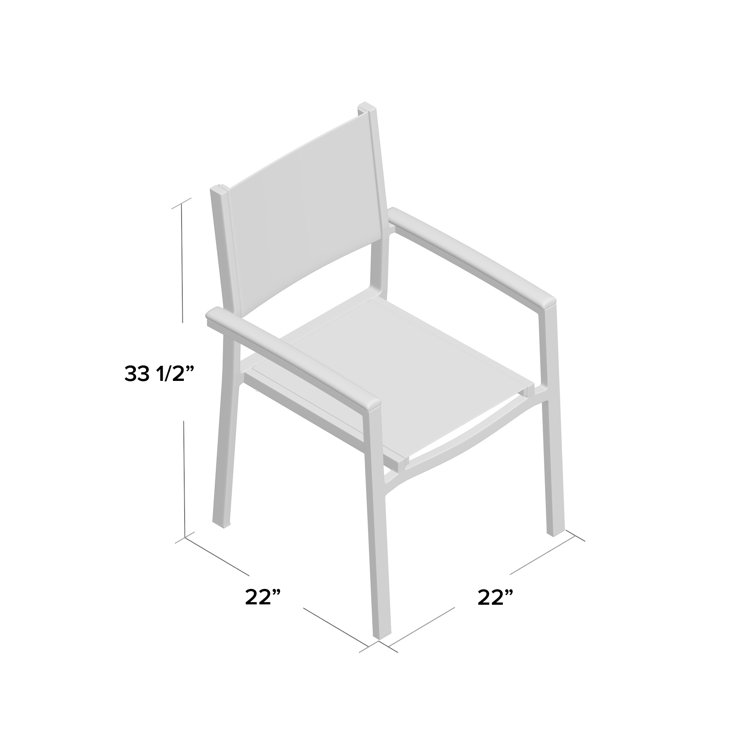 Travira Natural Sling Armchairs with Flint Aluminum Frame, Set of 4