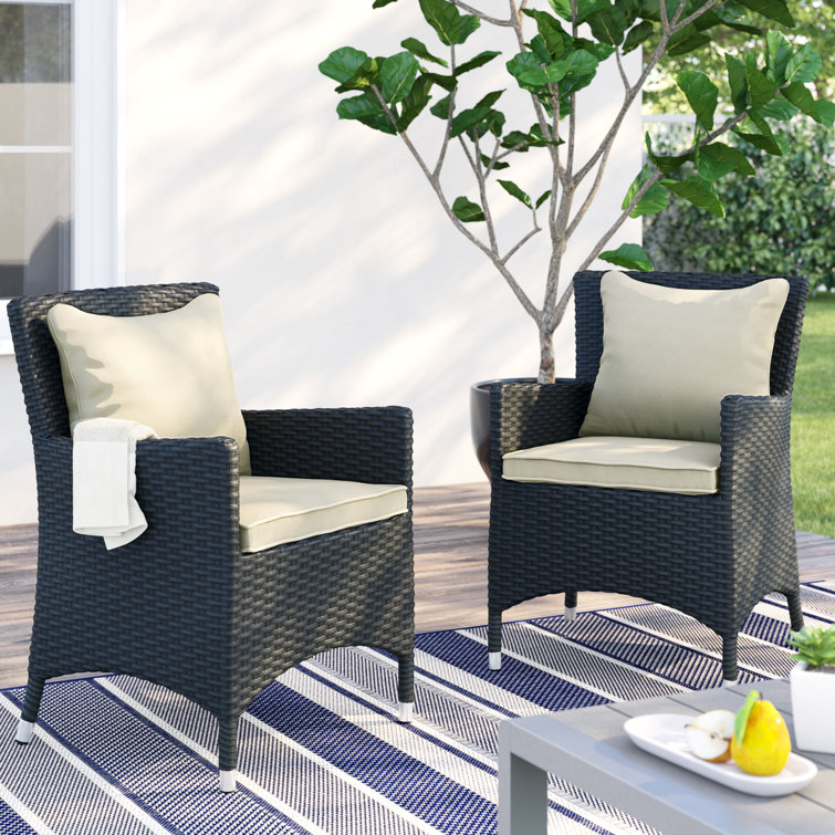 Antique Beige Sunbrella Canvas Patio Dining Chairs with Cushions