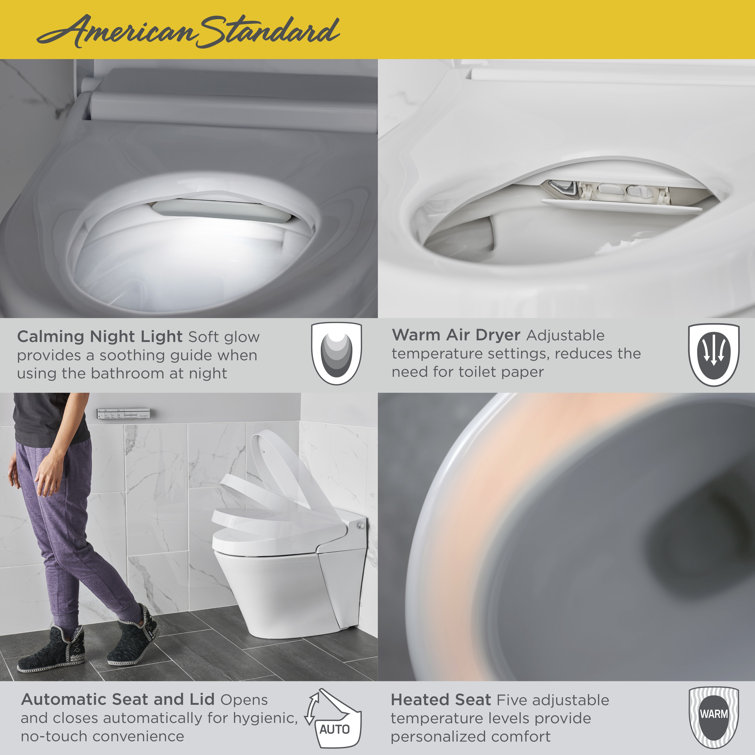 Advanced Clean White Elongated Bidet Toilet with Heated Seat