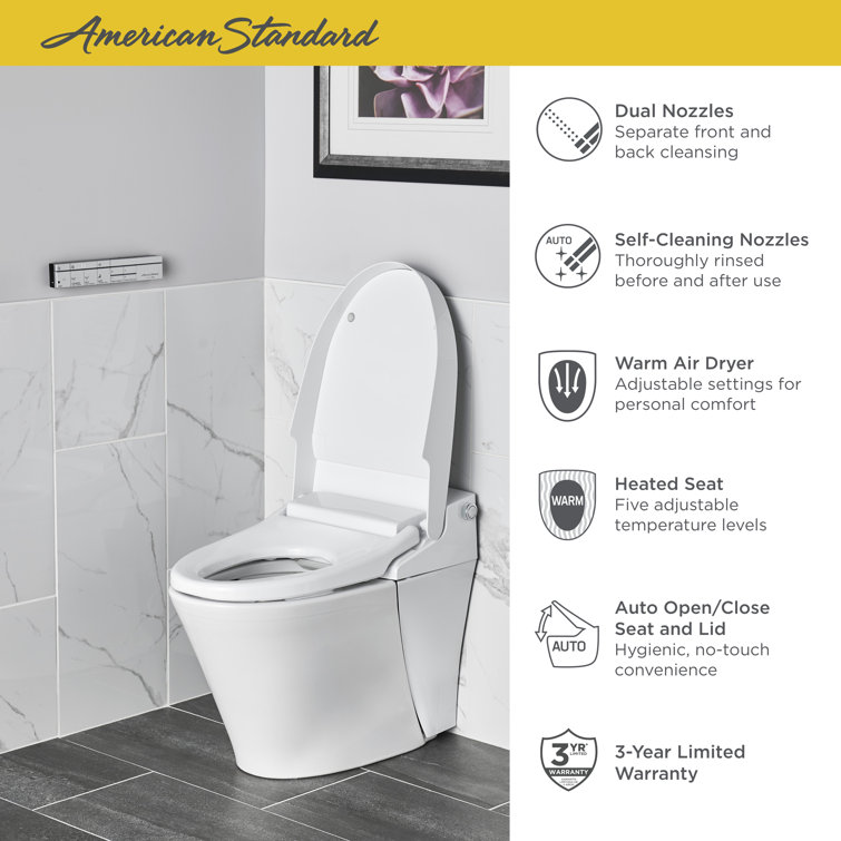 Advanced Clean White Elongated Bidet Toilet with Heated Seat