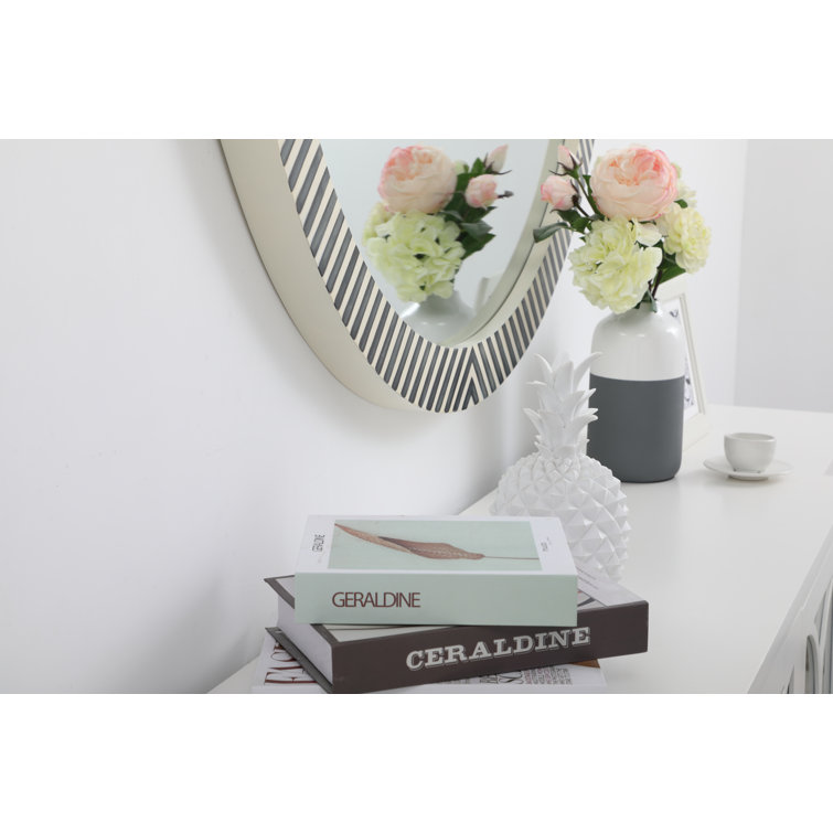 Simone Black and White Wood Round Wall Mirror
