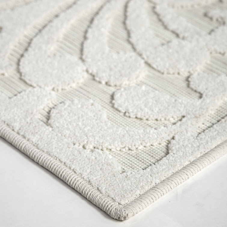 Natural Floral Rectangular Synthetic Indoor/Outdoor Rug