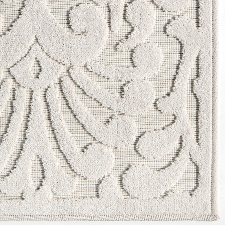 Natural Floral Rectangular Synthetic Indoor/Outdoor Rug