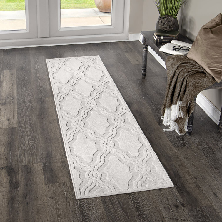 Natural Trellis High Low Indoor Outdoor Runner Rug