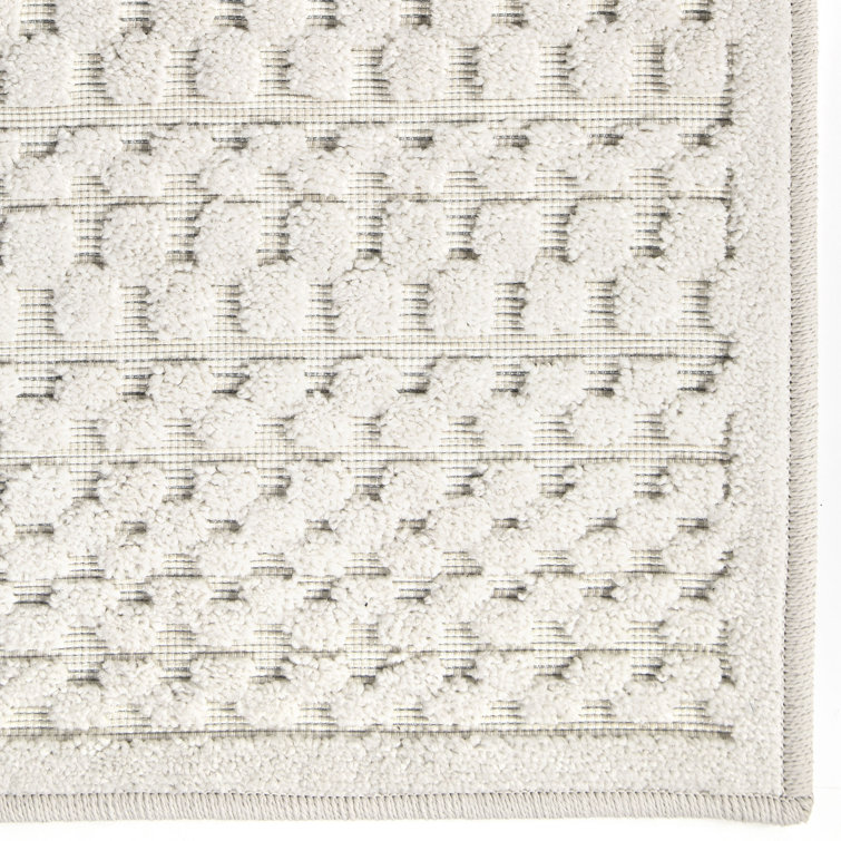 Gray Geometric Synthetic Easy Care Rectangular Area Rug
