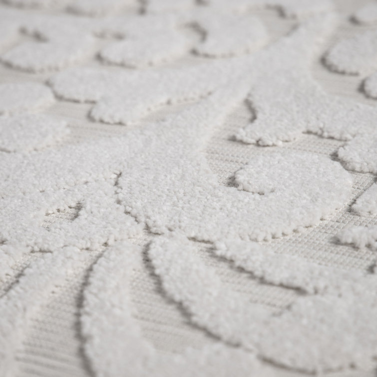 Natural Floral Rectangular Synthetic Indoor/Outdoor Rug