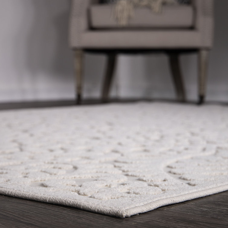 Natural Floral Rectangular Synthetic Indoor/Outdoor Rug