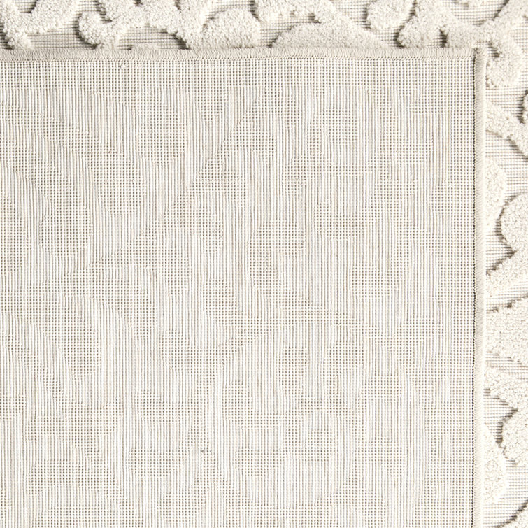 Natural Floral Rectangular Synthetic Indoor/Outdoor Rug