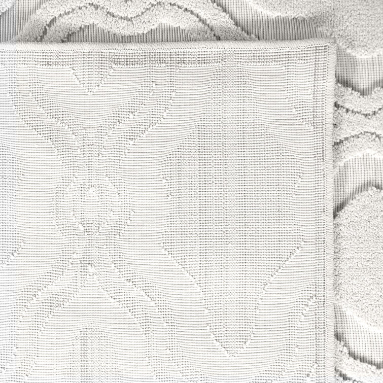 Natural Gray Trellis Synthetic Stain-Resistant Area Rug 9' x 13'