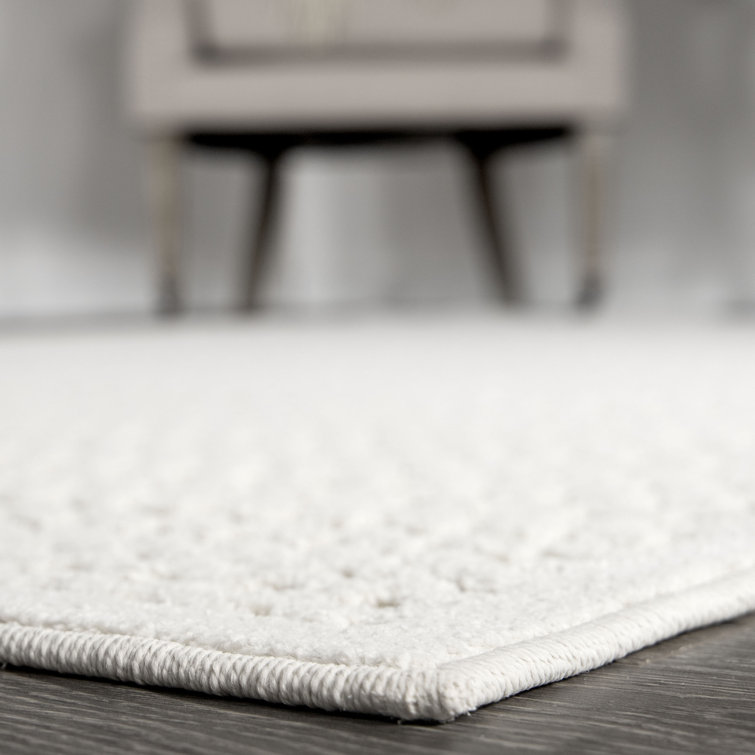 Gray Geometric Synthetic Easy Care Rectangular Area Rug