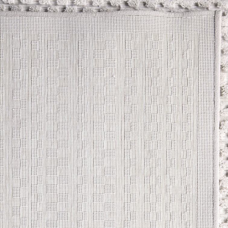Gray Geometric Synthetic Easy Care Rectangular Area Rug