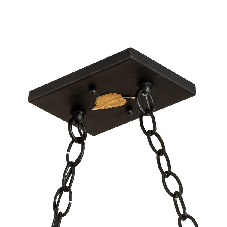 Black and Amber 8-Light Glass Island Pendant