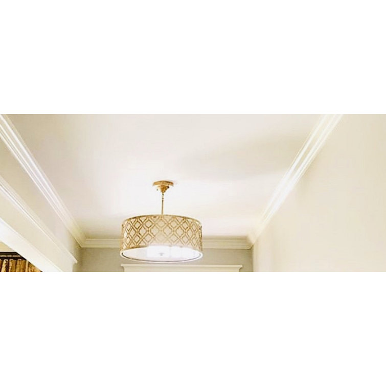 Arabella Distressed Gold Drum Pendant with Glass Diffuser