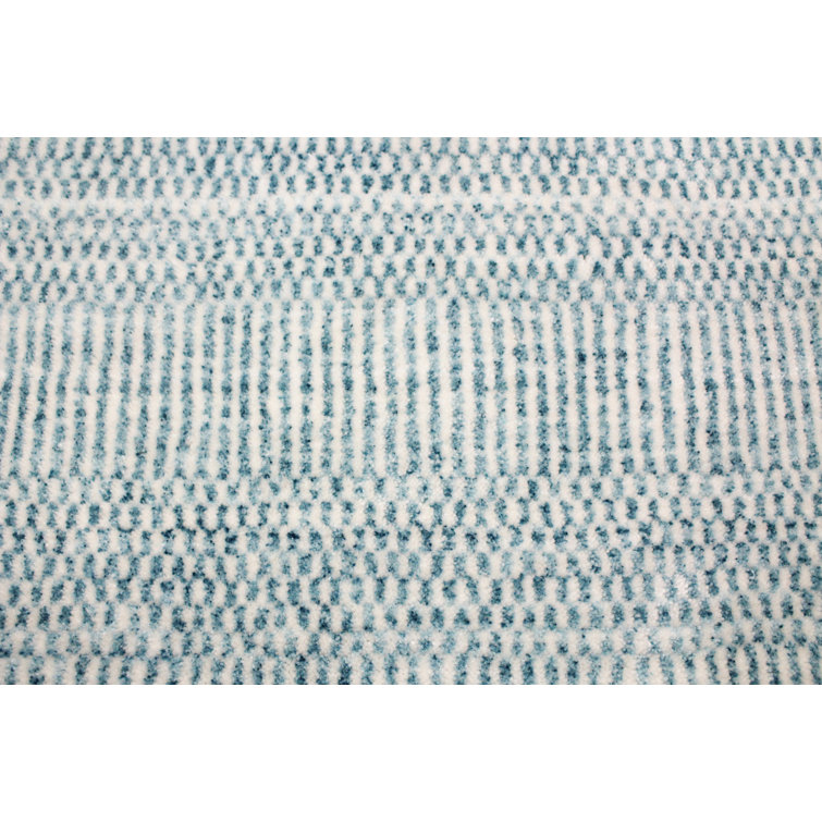 Aqua Geometric Handmade Wool-Viscose Blend Rug 3'6" x 5'6"