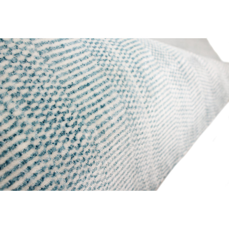 Aqua Geometric Handmade Wool-Viscose Blend Rug 3'6" x 5'6"