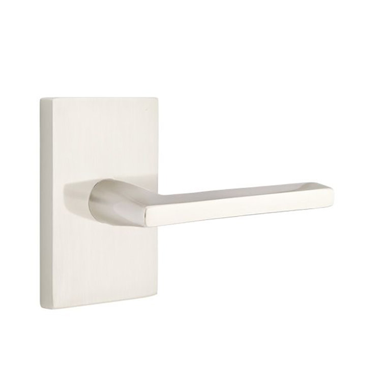 Flat Black Solid Interior Door Lever with Rectangle Rosette