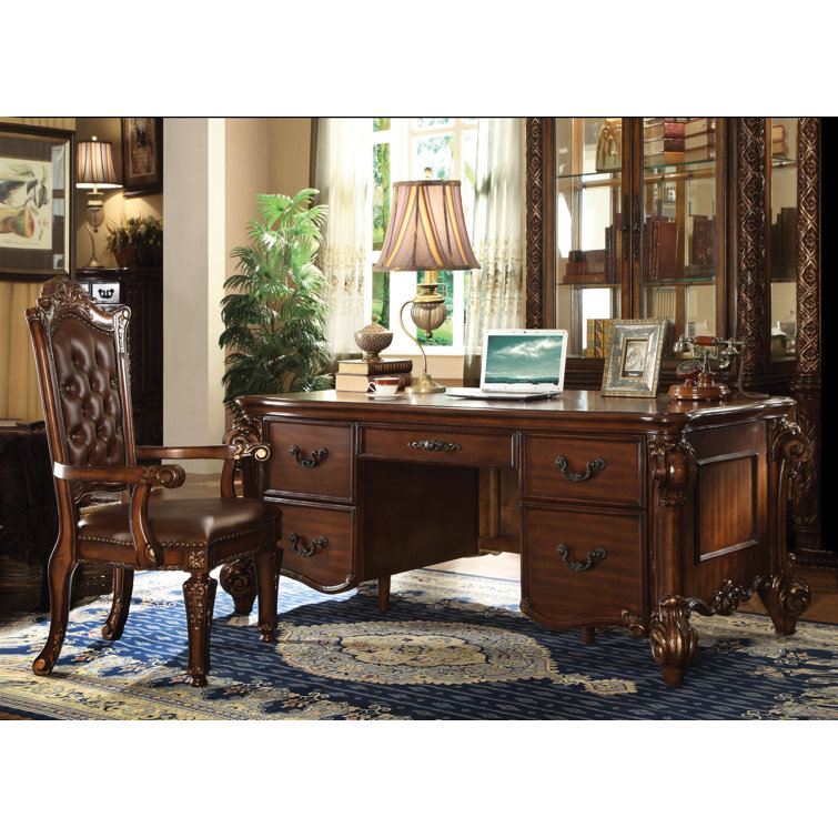 Cherry Brown Tufted Faux Leather Executive Armchair