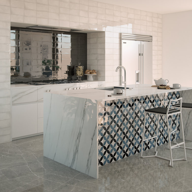 Antigua White Polished Ceramic Subway Wall Tile, 5" x 10"
