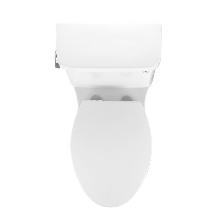 White High Efficiency Elongated One-Piece Toilet with Glazed Surface