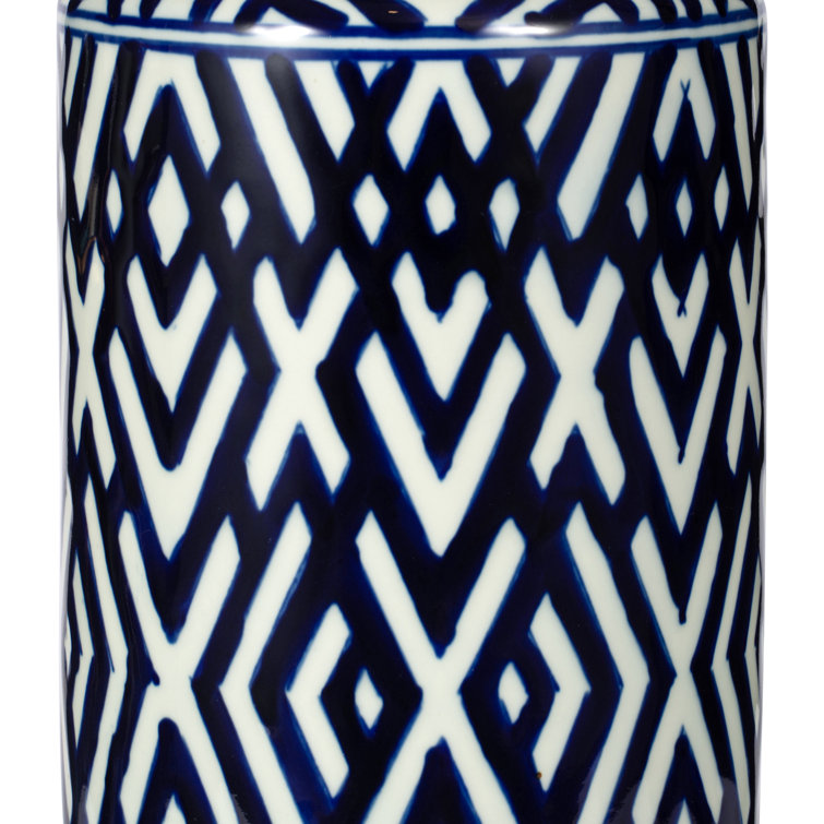 Navy and White Ceramic Novelty Decorative Jar