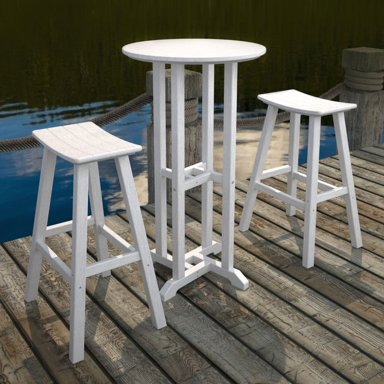 White Backless Saddle Style Bar Stool
