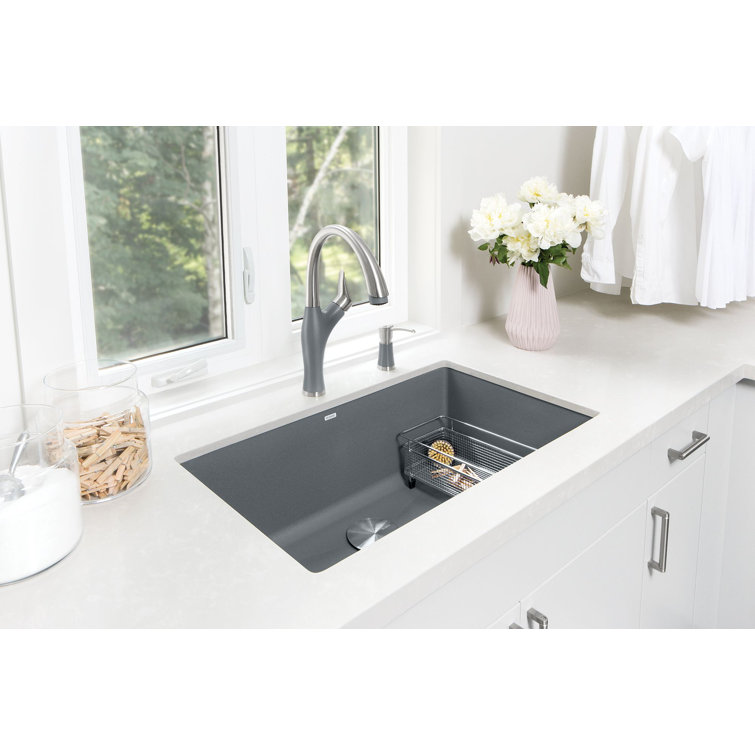 Metallic Gray Stainless Steel Pull-Down Kitchen Faucet