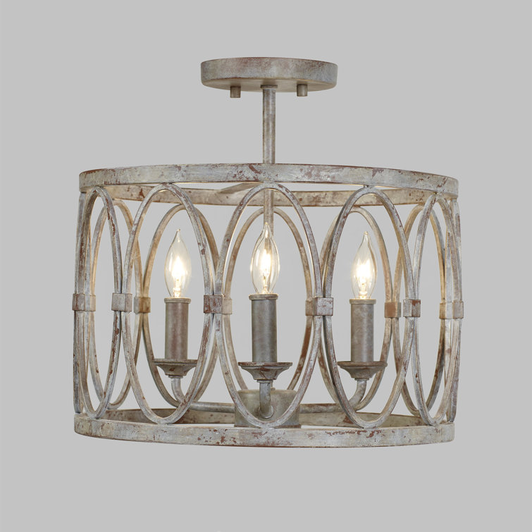 Patrice Deep Abyss Bronze Glass Drum Semi-Flush Mount