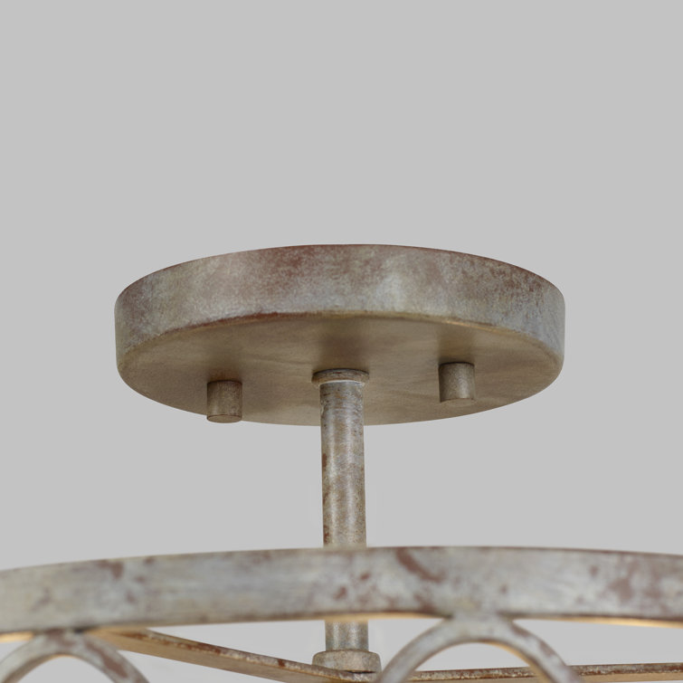 Patrice Deep Abyss Bronze Glass Drum Semi-Flush Mount