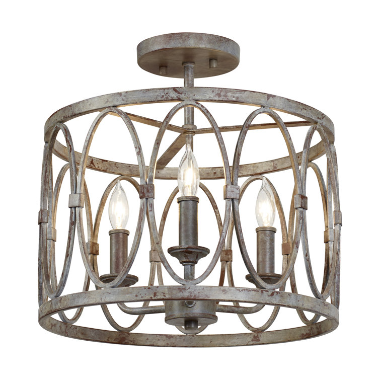Patrice Deep Abyss Bronze Glass Drum Semi-Flush Mount