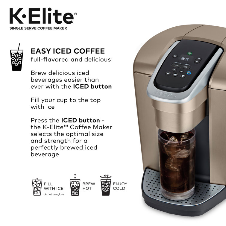 Keurig K-Elite Brushed Gold Single-Serve Coffee Maker with Iced Coffee Setting