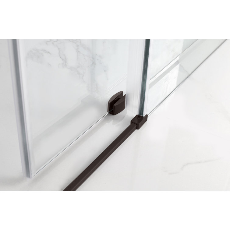 Coraline 76" Oil Rubbed Bronze Frameless Sliding Shower Door with Clear Glass