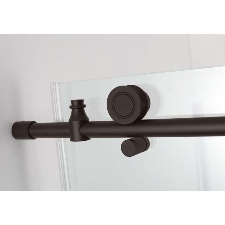 Coraline 76" Oil Rubbed Bronze Frameless Sliding Shower Door with Clear Glass