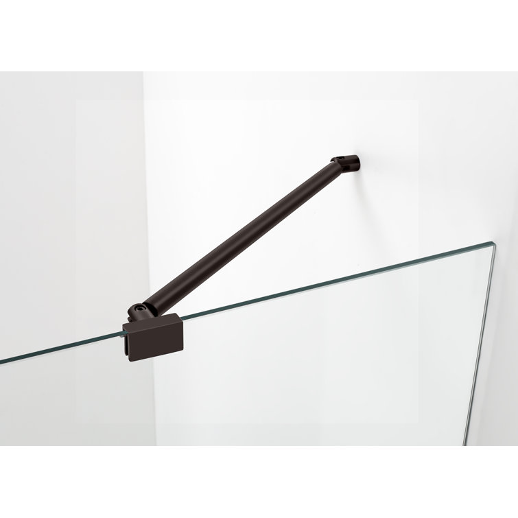 Nautis 72'' H Clear Tempered Glass Frameless Hinged Shower Door
