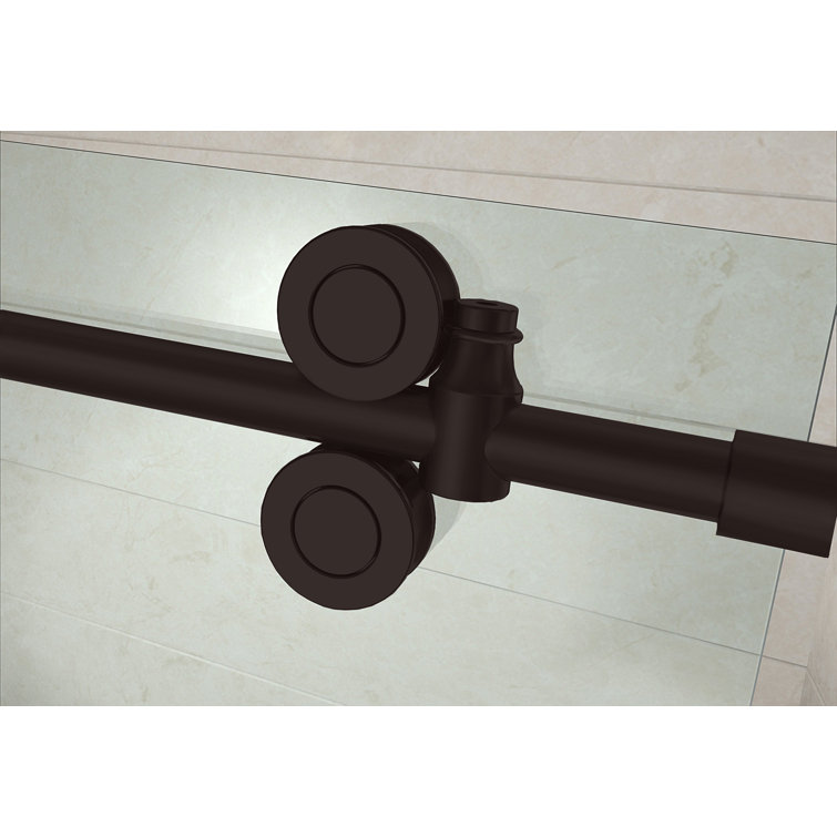 Langham XL Frameless Clear Glass Sliding Shower Enclosure with Bronze Finish