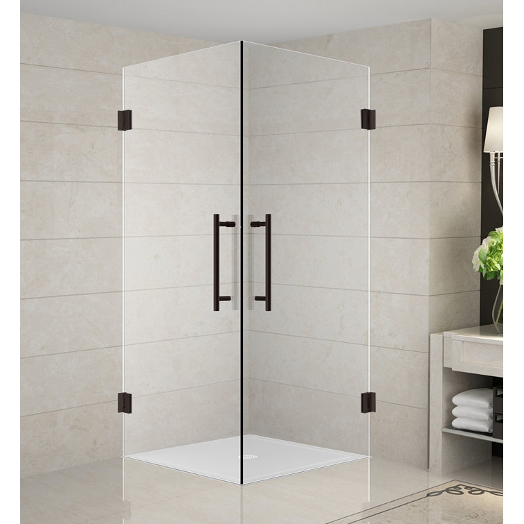 Vanora 36" x 72" Frameless Clear Glass Hinged Shower Enclosure in Bronze