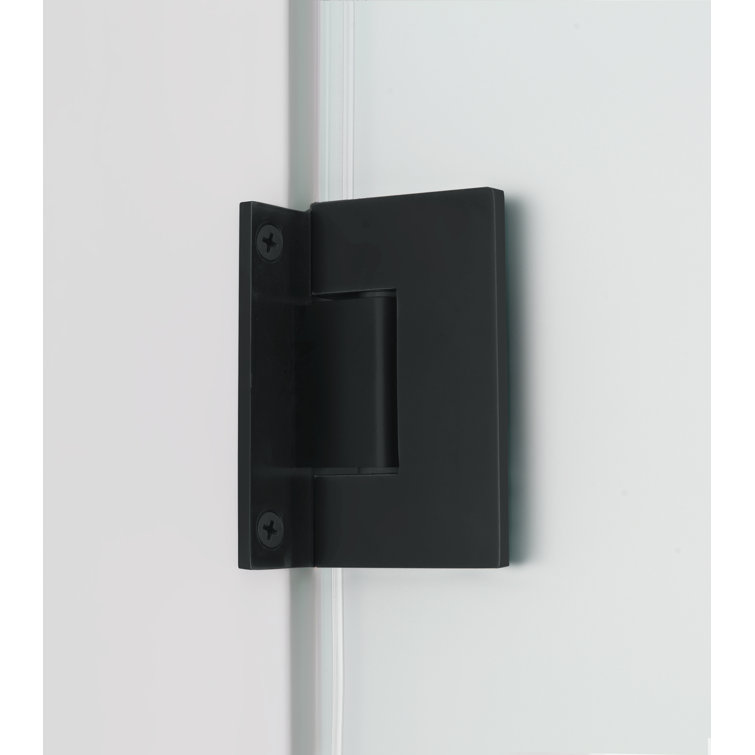 Matte Black Frameless Hinged Shower Door with Frosted Glass, 80" x 33"