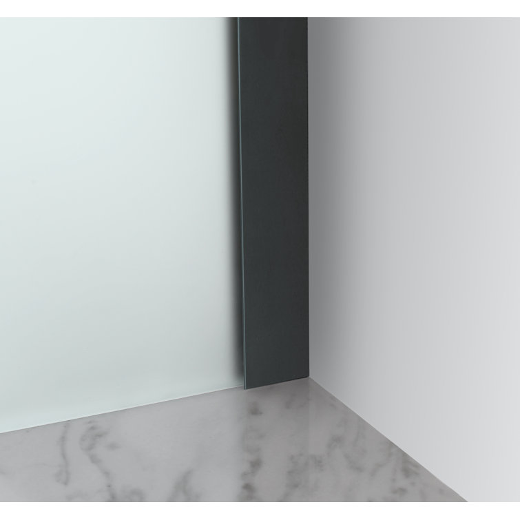 Langham XL Matte Black Frameless Sliding Shower Enclosure with Frosted Glass
